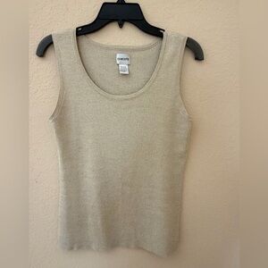 Chico's Ribbed Sleeveless Knit Tank in Light Beige